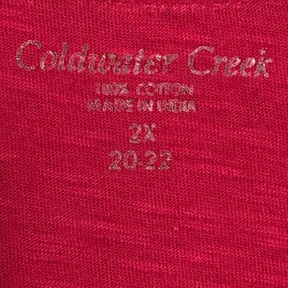 Coldwater Creek Burgundy Tunic Top Bead Accent Pintuck V-Neck Tab Sleeve Size 2X - Picture 5 of 7